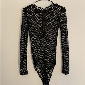 See thru, netted bodysuit.